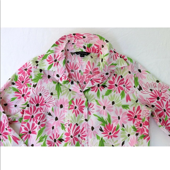 Lands’ End PRETTY Pink Floral Ultra Smooth Blouse - Picture 1 of 8